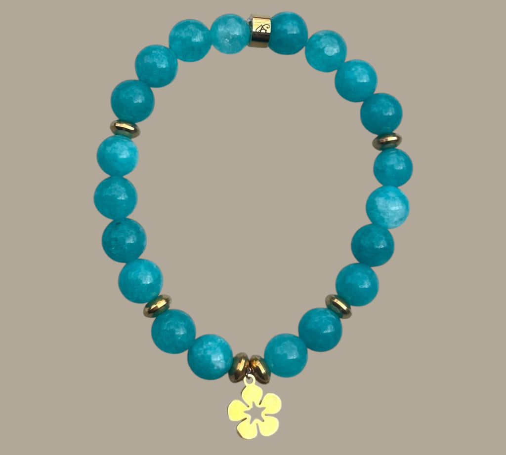 bracelet perles agate hibisus