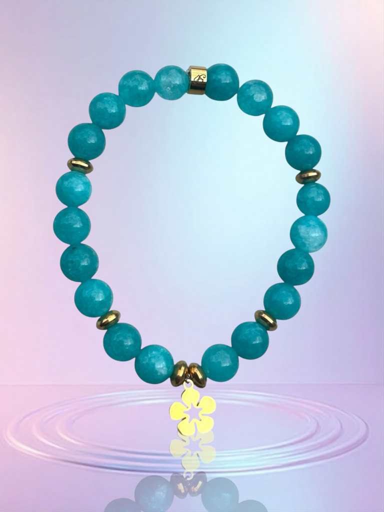 bracelet perles naturelles agate bleue anti-stress