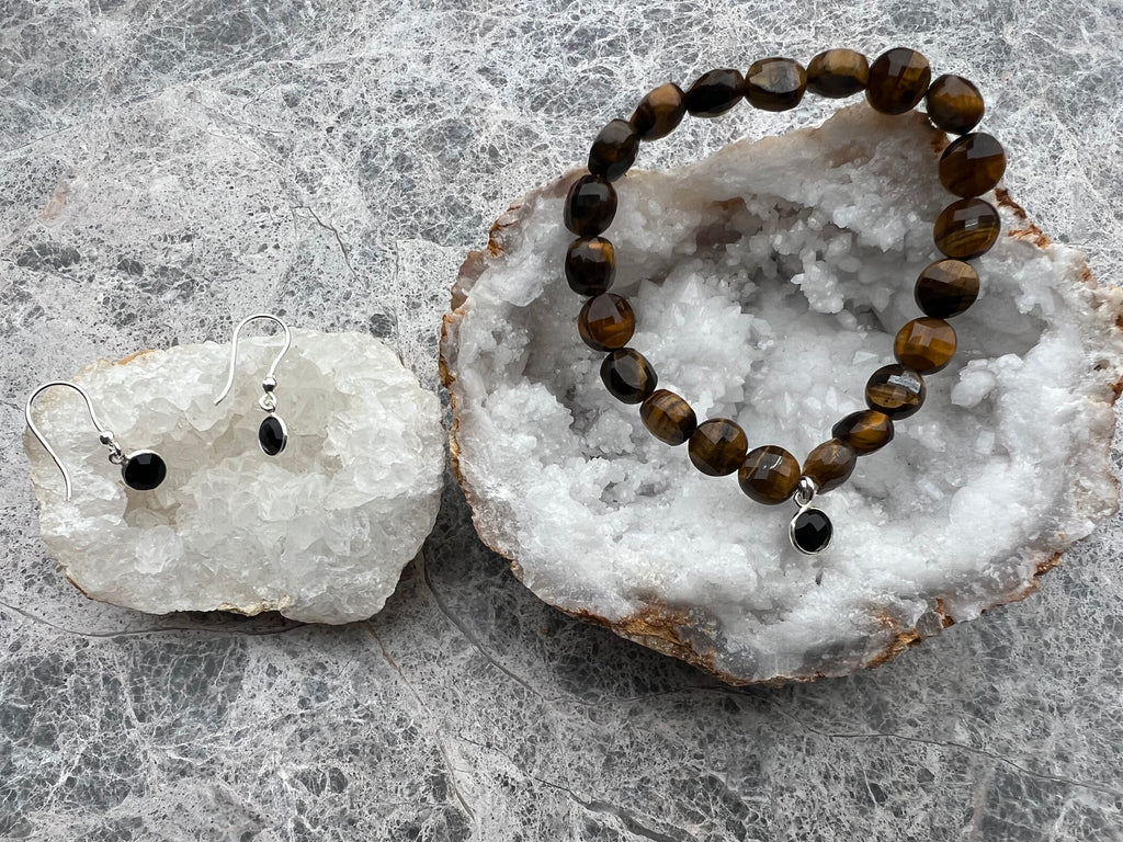 Bracelet perles œil de tigre spinelle 