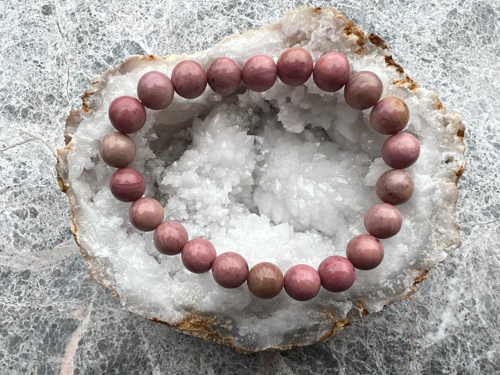 Bracelet rhodonite rose pour réconfort amitié 