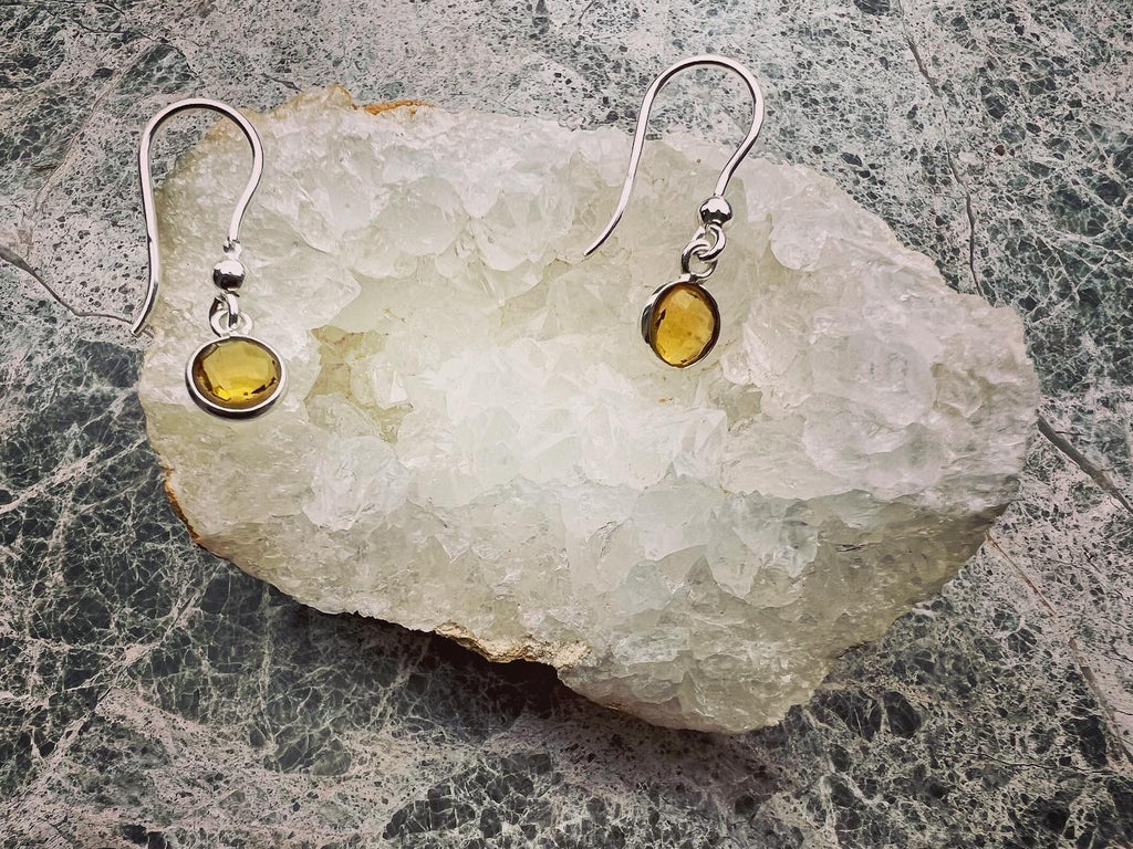 Boucles d’oreilles argent citrine pour chance bijouterie 